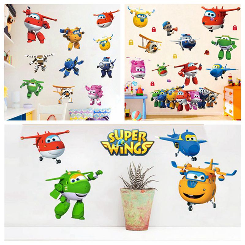 Baby Nursery Stickers - Hot Cartoon Super Wings Deformation Airplane