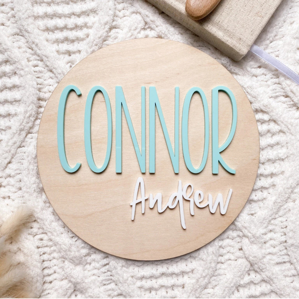 Baby Nursery - Personalised Birth Announcement Plaque - Wood