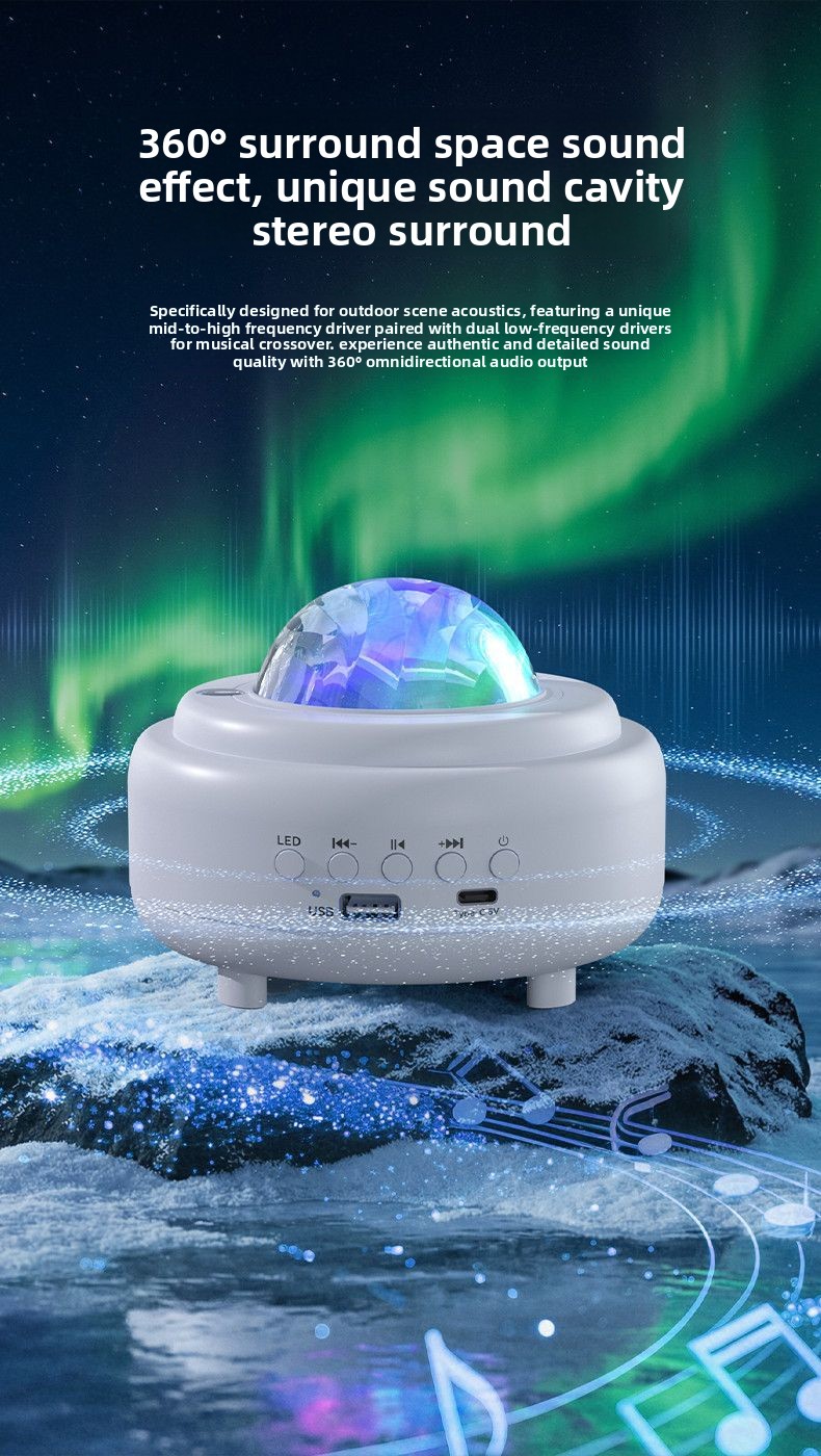 Night Light Projector Stars - Aurora Star Projector Bluetooth Speaker Sleep