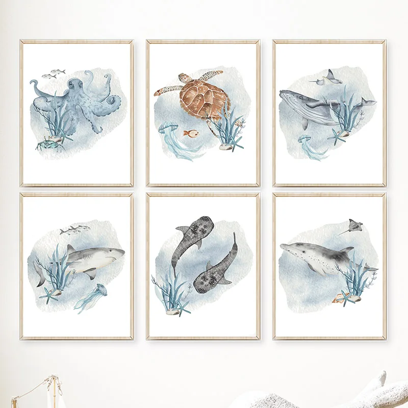 Baby Nursery Animal Pictures - Posters And Prints Whale Fish Shark
