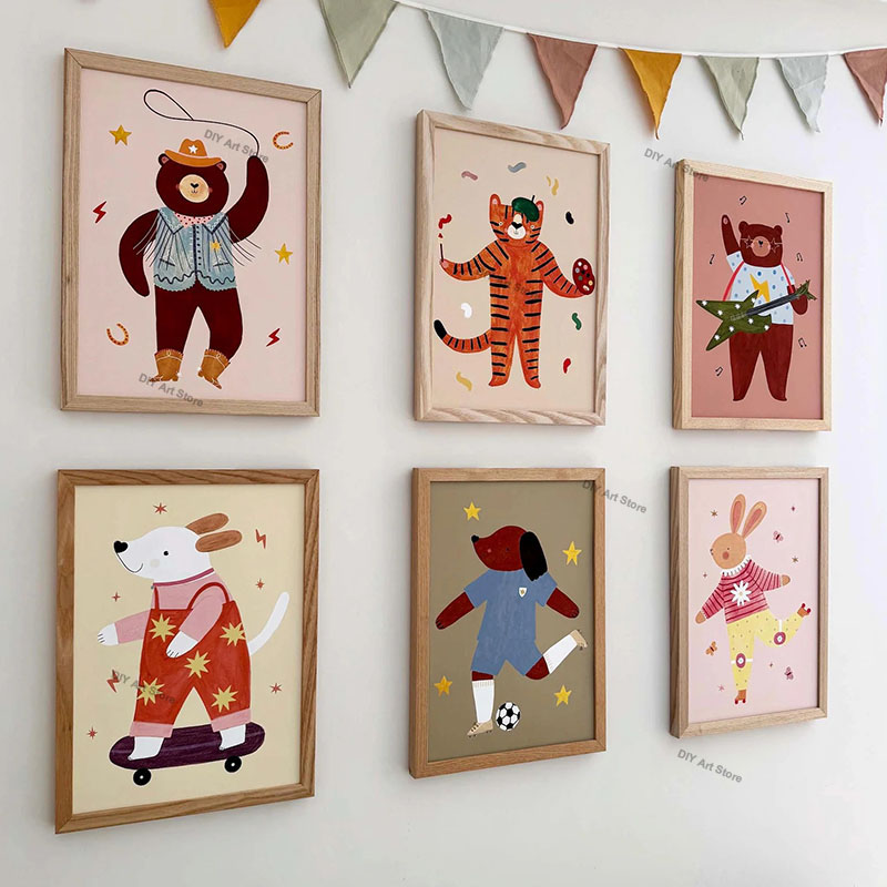 Baby Nursery Animal Pictures - Funny Cartoon Animal Nursery Wall Art