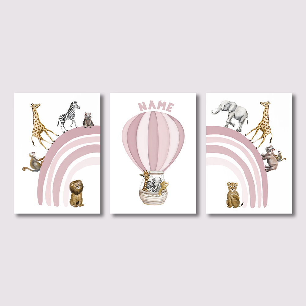 Baby Nursery Animal Pictures - 3PCS Safari Animal Nursery Canvas Print,