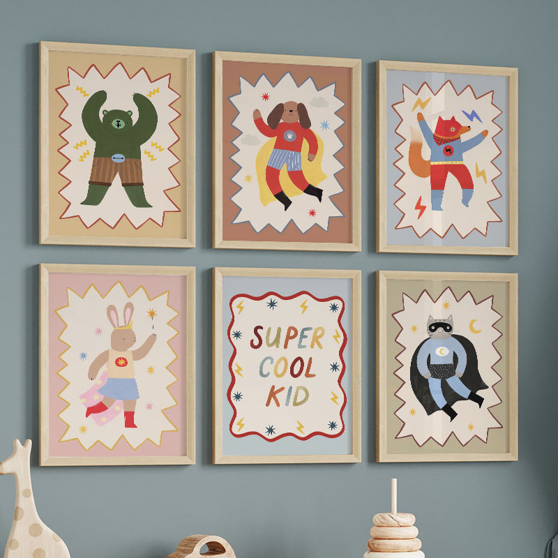 Baby Nursery Animal Pictures - Funny Cartoon Super Cool Kid Nursery