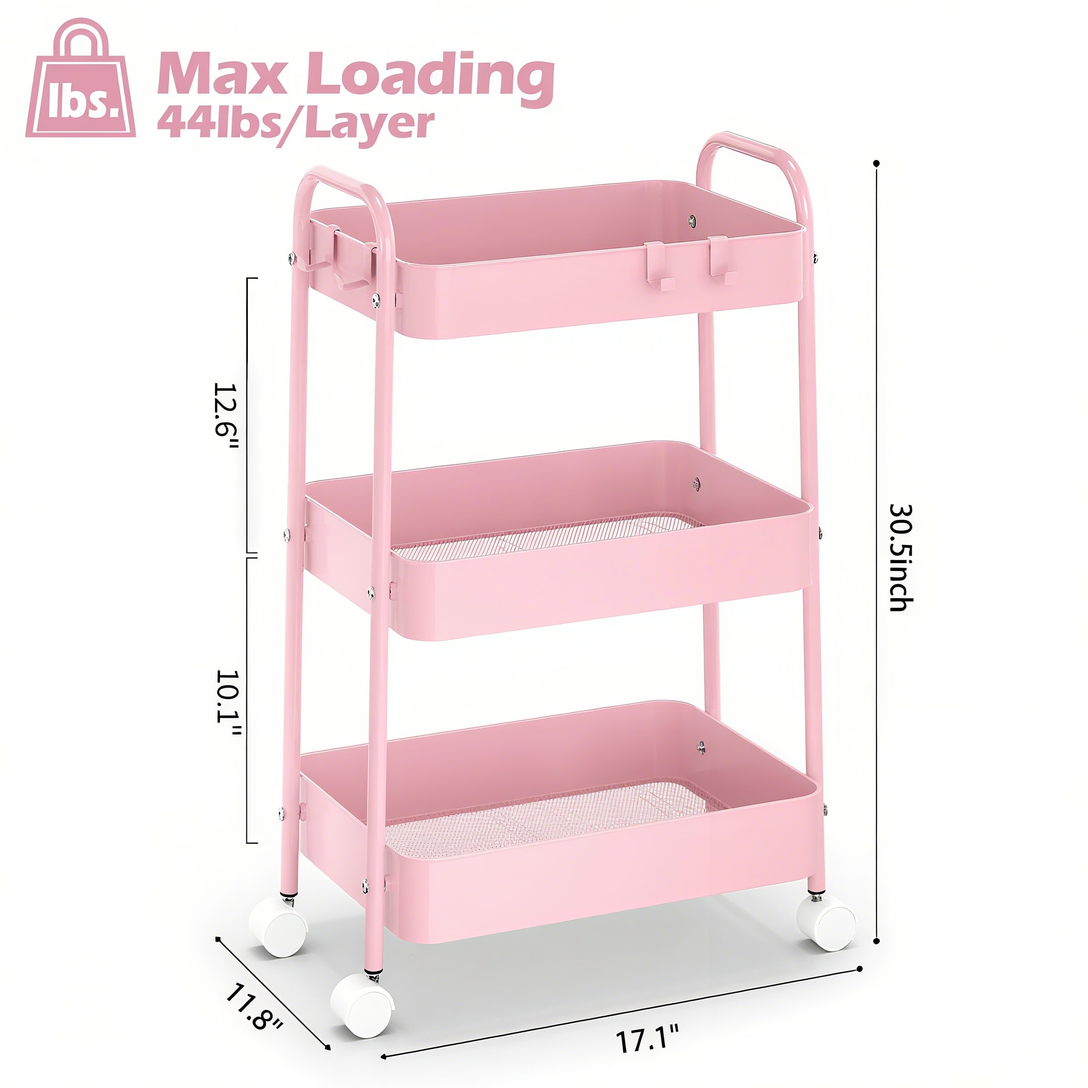 3 Tier Metal Rolling Cart With - Baby Nursery Organizer recension och pris