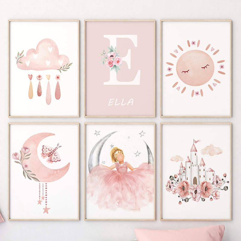 Pink Angel Girl Sun Moon Cloud - Baby Nursery Animal Pictures recension och pris