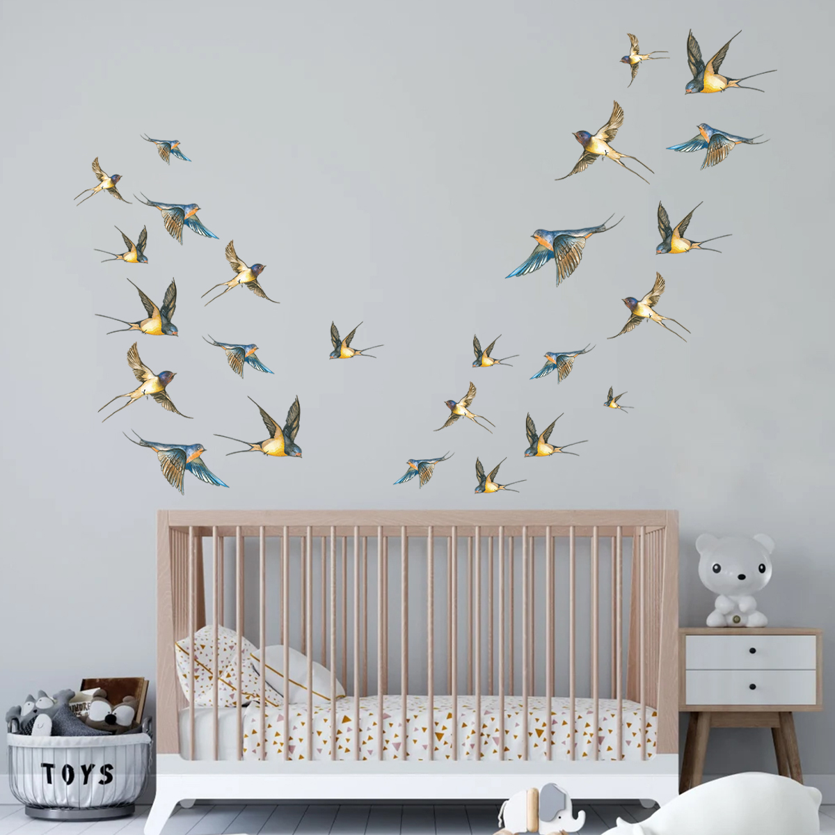 4Pcs Watercolor Multicolor Bir - Baby Nursery Stickers recension och pris