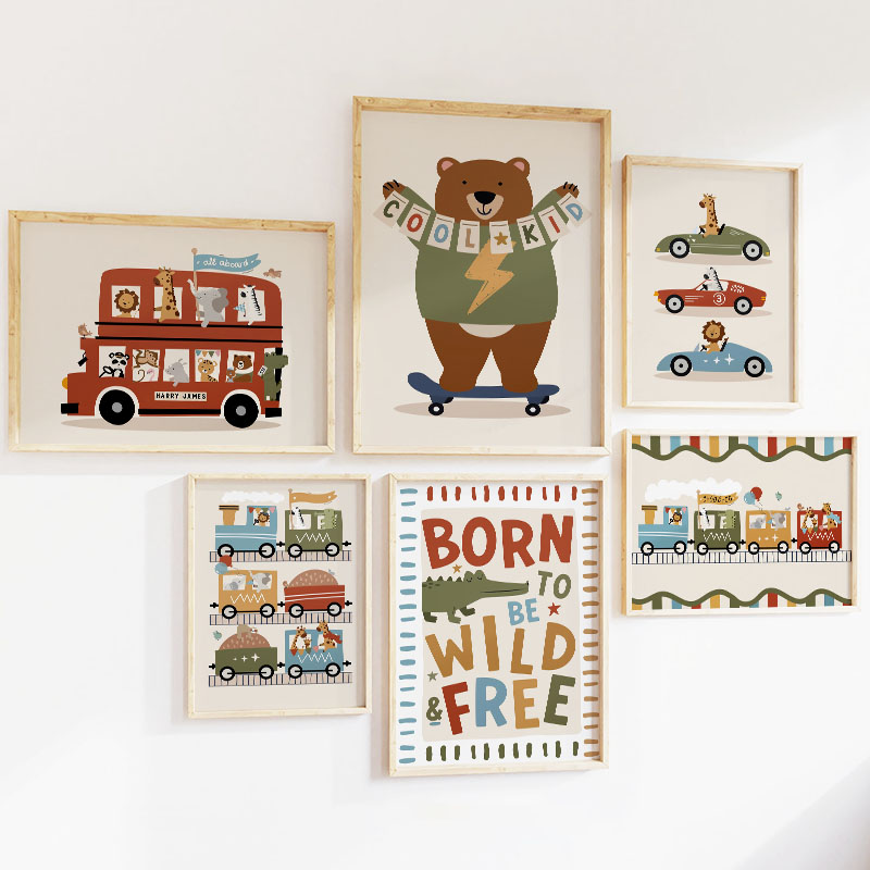 Funny Cartoon Animals Car Bus  - Baby Nursery Animal Pictures recension och pris