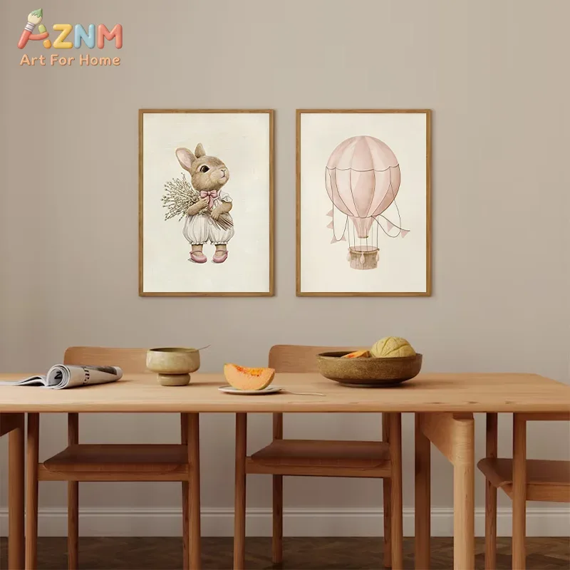 AZNM Boho Bunny Hot Air Balloo - Baby Nursery Vintage Decor recension och pris