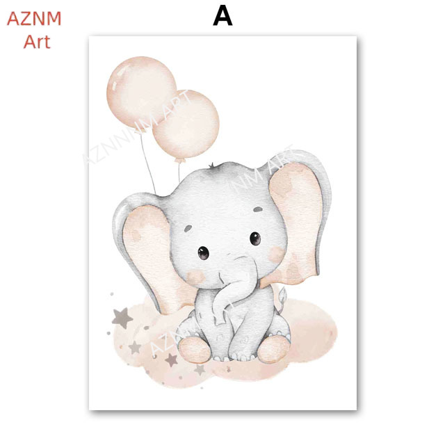 Elephant Balloon Rainbow Moon  - Baby Nursery Pictures recension och pris