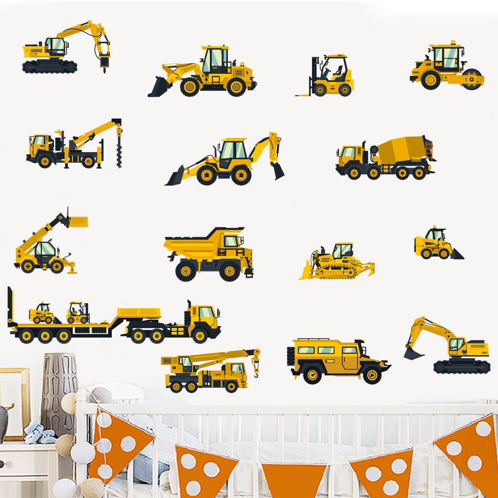 Cartoon Excavator Engineering  - Baby Nursery Stickers recension och pris