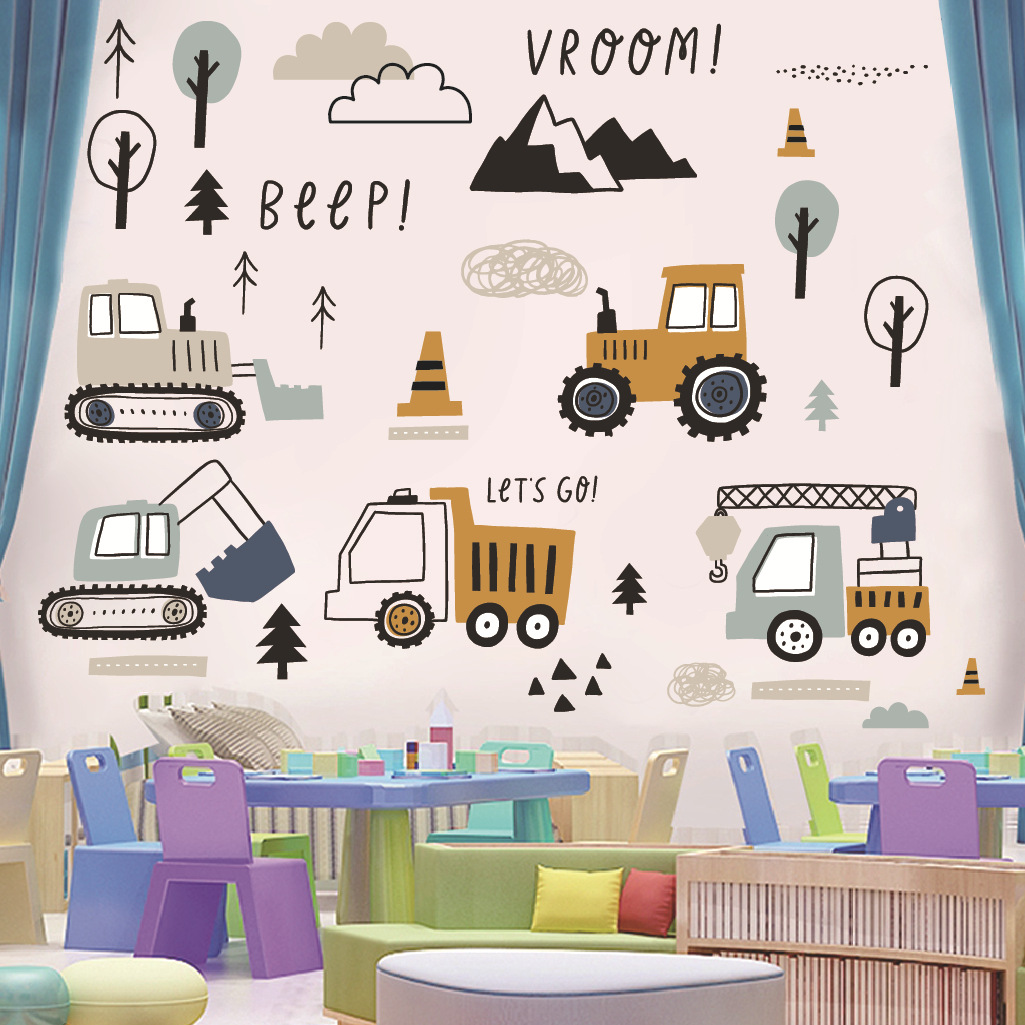Cartoon Excavator Engineering  - Baby Nursery Stickers recension och pris