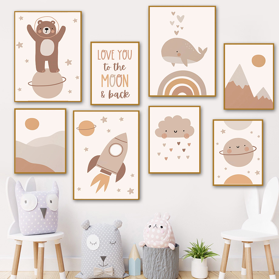 Boho Bear Whale Rocket Planet  - Baby Nursery Pictures recension och pris