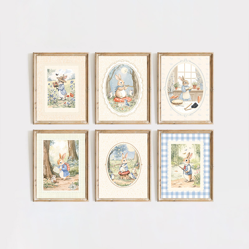 Vintage Boho Blue Plaid Rabbit - Baby Nursery Vintage Decor recension och pris