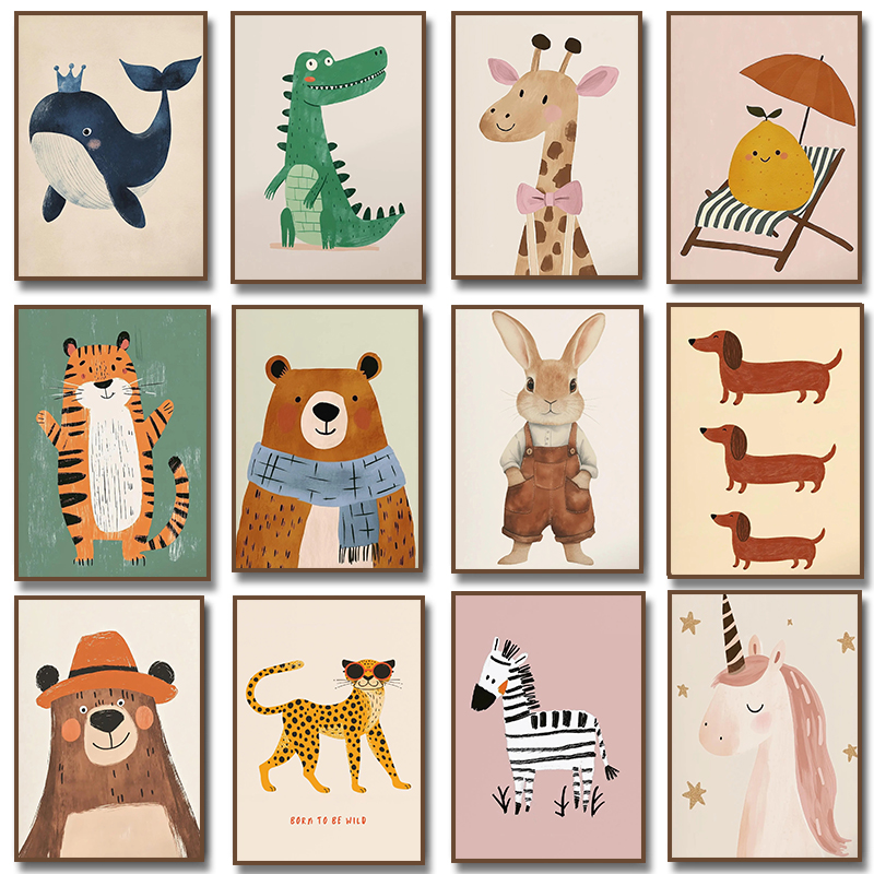 Cute Animal Illustration Poste - Baby Nursery Pictures recension och pris