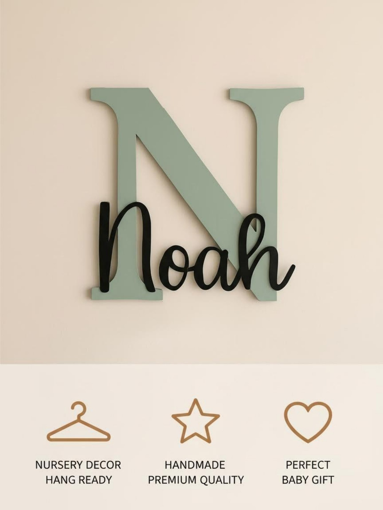 Custom Name Cloud Shaped Woode - Baby Nursery Wall recension och pris