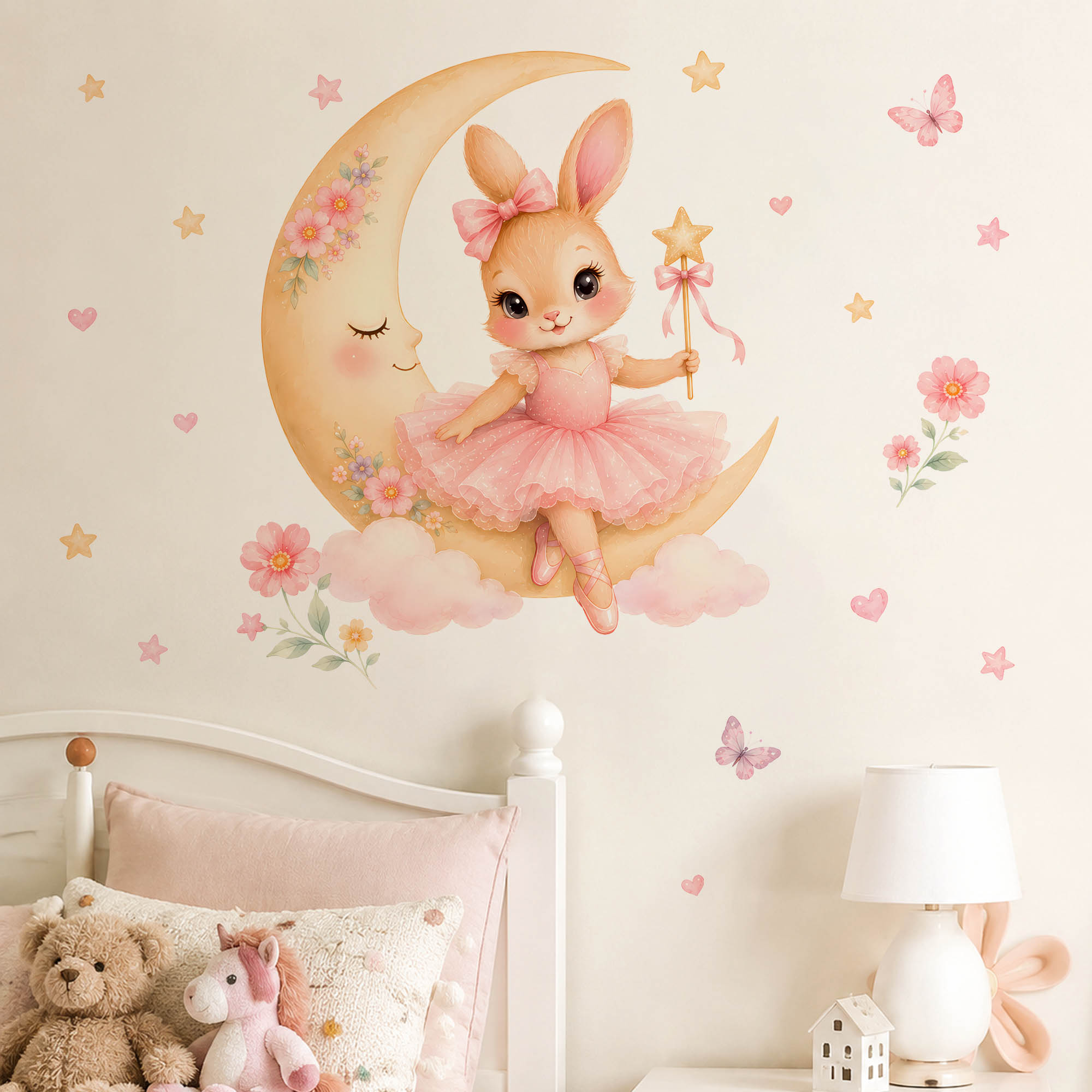 Watercolor Ballerina Bunny Moo - Baby Nursery Stickers recension och pris
