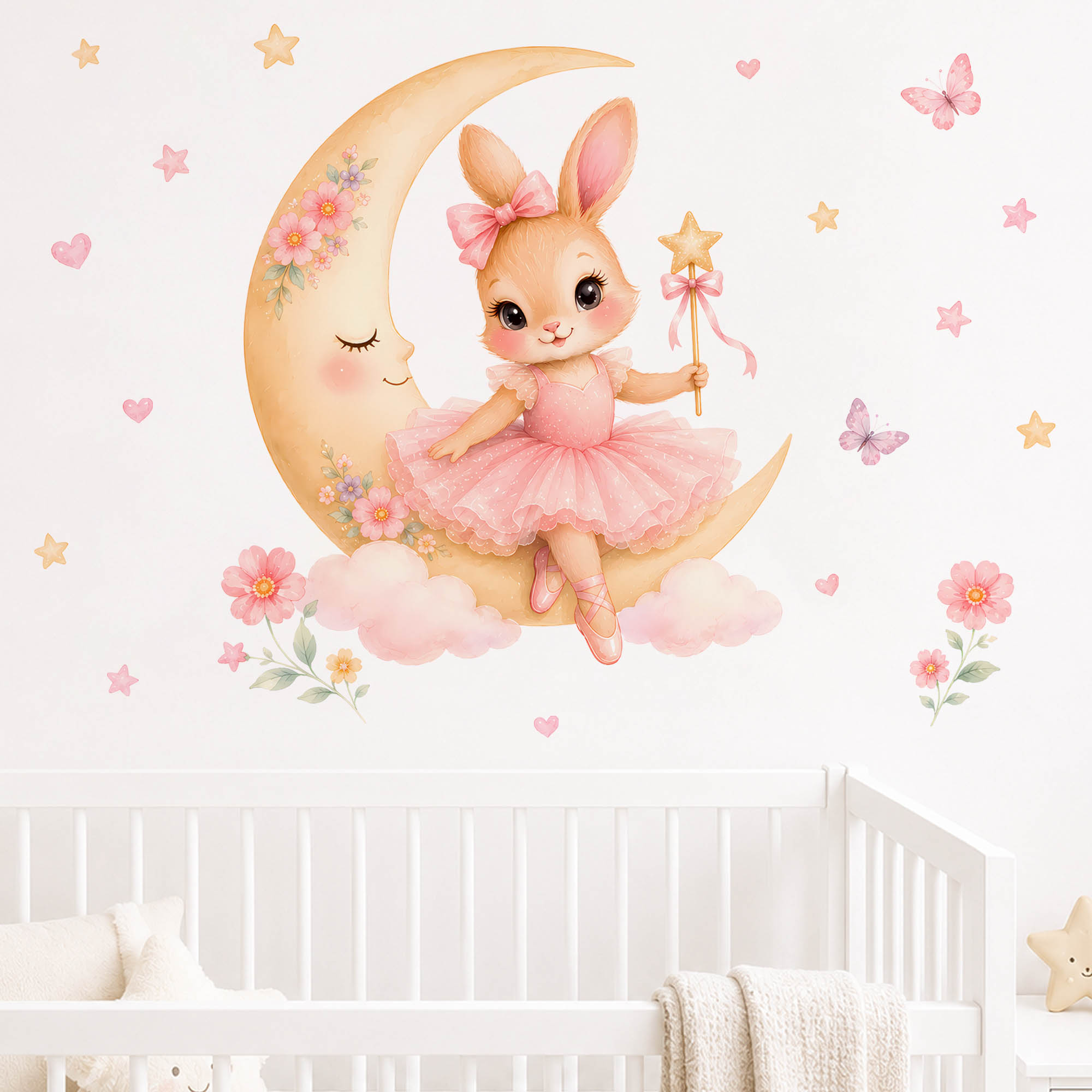 Watercolor Ballerina Bunny Moo - Baby Nursery Stickers recension och pris