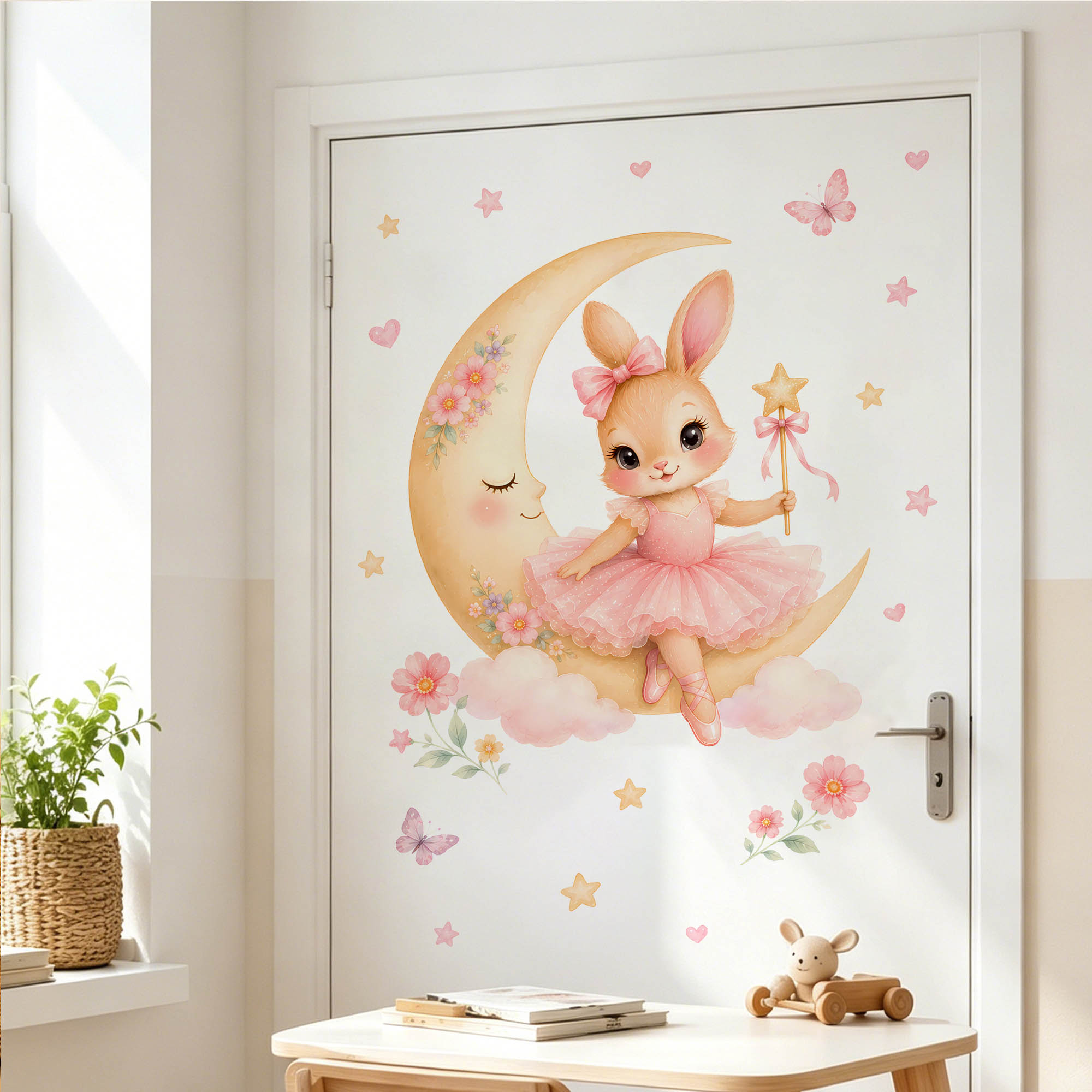 Watercolor Ballerina Bunny Moo - Baby Nursery Stickers recension och pris