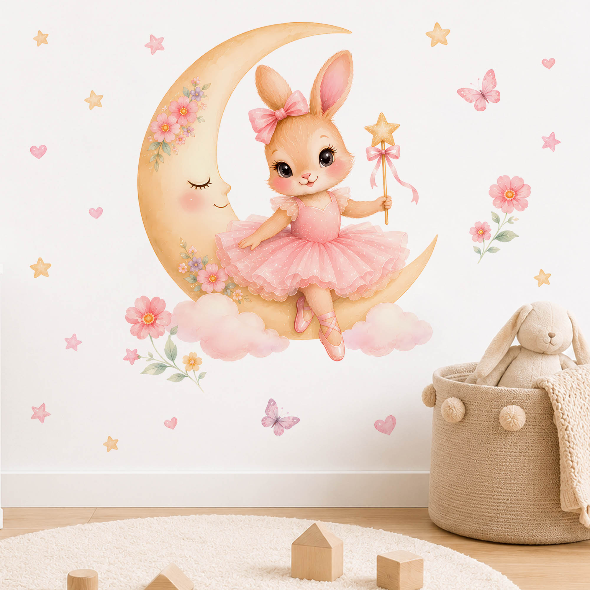 Watercolor Ballerina Bunny Moo - Baby Nursery Stickers recension och pris