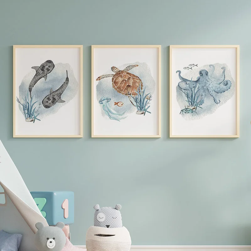 Posters And Prints Whale Fish  - Baby Nursery Animal Pictures recension och pris