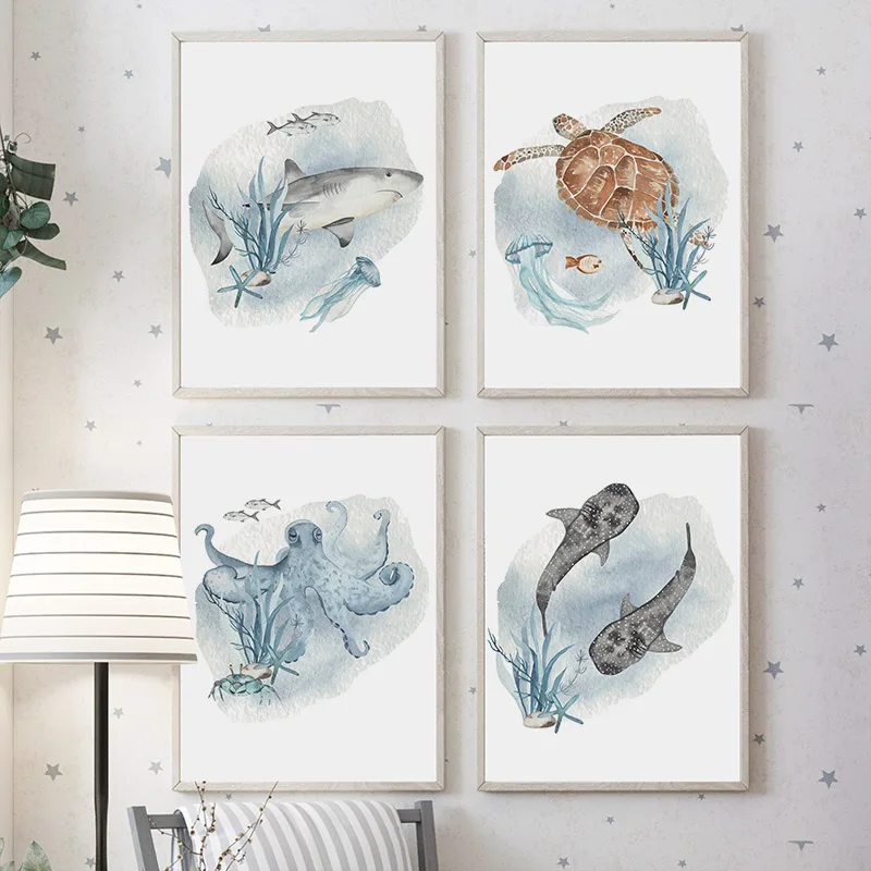 Posters And Prints Whale Fish  - Baby Nursery Animal Pictures recension och pris