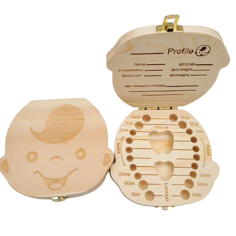 Baby Tooth Box Wooden Kids Mil - Baby Keepsake Box recension och pris