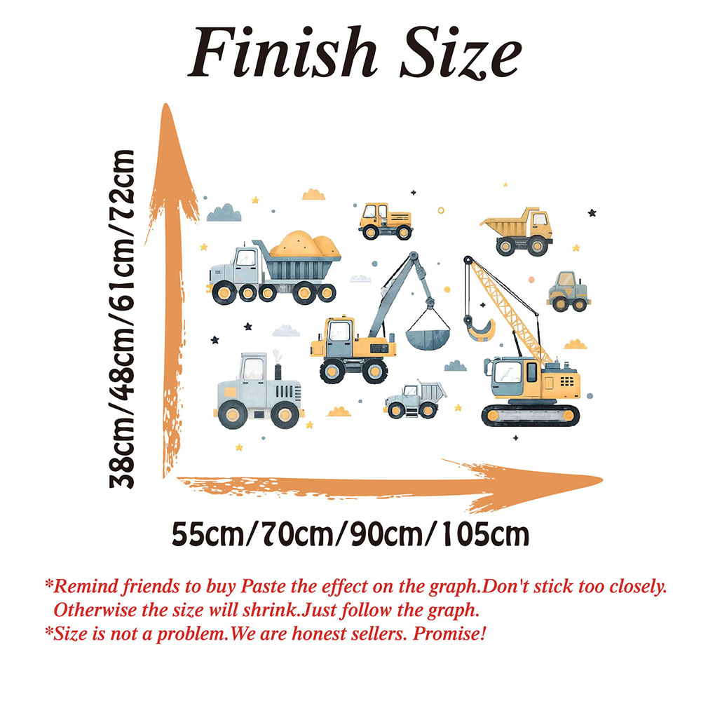 Cartoon Excavator Vehicles Set - Baby Nursery Decals recension och pris