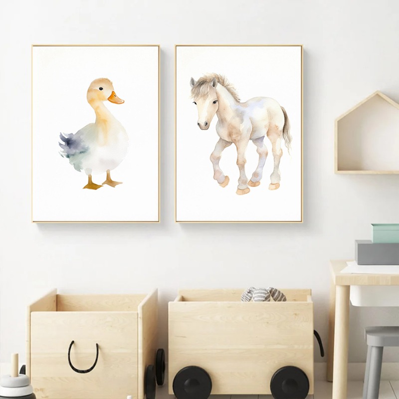Watercolor Farm Animals Baby H - Baby Nursery Animal Pictures recension och pris