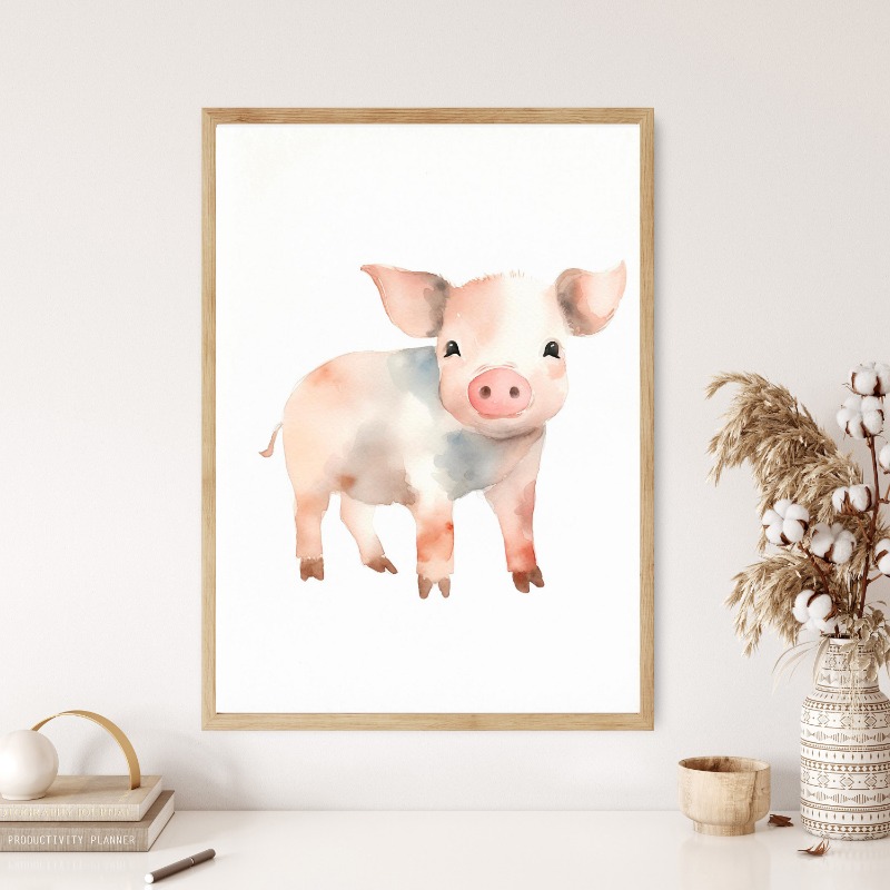 Watercolor Farm Animals Baby H - Baby Nursery Animal Pictures recension och pris