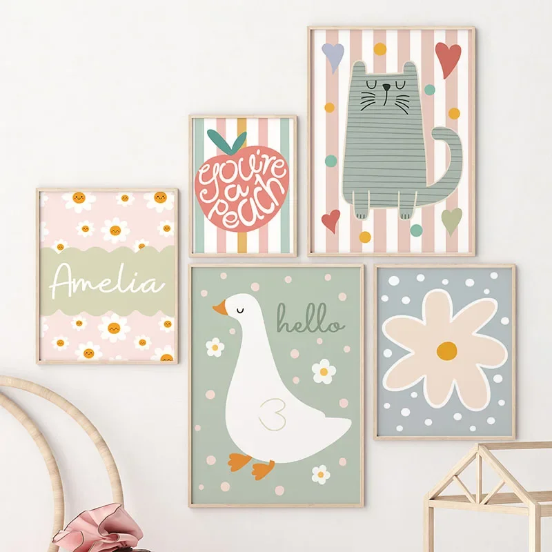 Cartoon Cat Duck Bird Apple Cu - Baby Nursery Pictures recension och pris