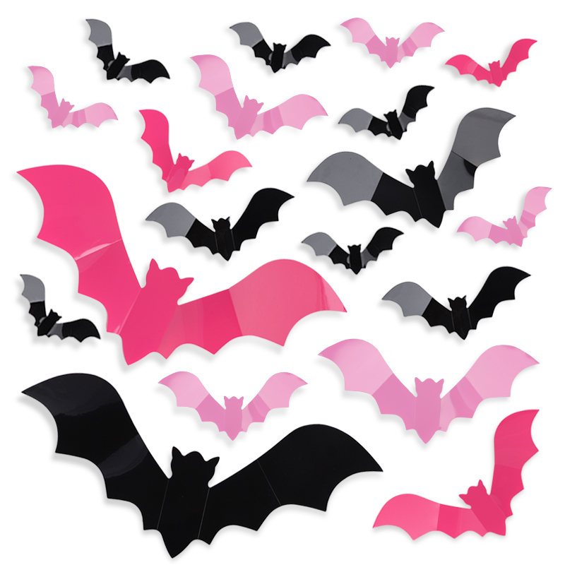 24/48Pcs Halloween Pink Bats W - Baby Nursery Decals recension och pris