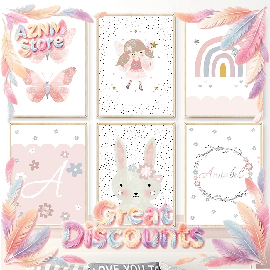 Cute Girl Rabbit Flower Butter - Baby Nursery Pictures recension och pris