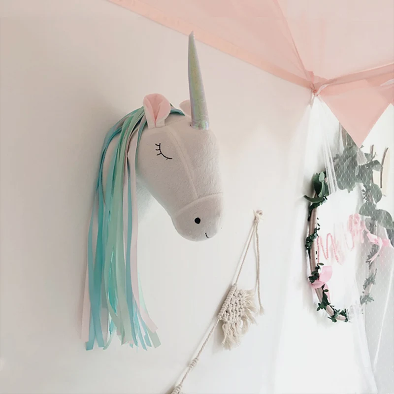 Unicorn Plush Animal Head Wall - Baby Nursery Hanging Decor recension och pris