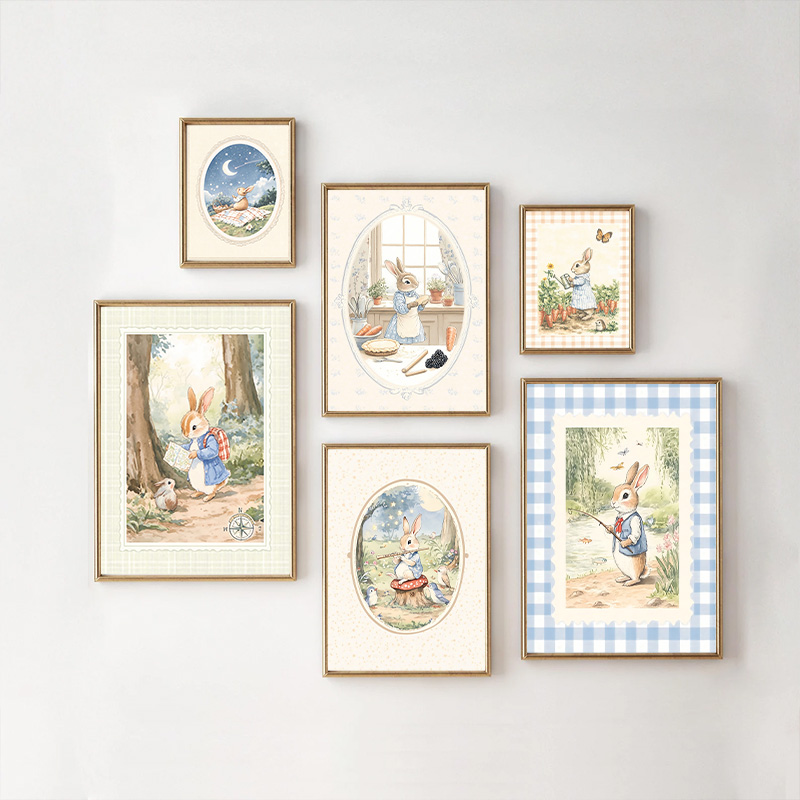 Vintage Boho Blue Plaid Rabbit - Baby Nursery Vintage Decor recension och pris