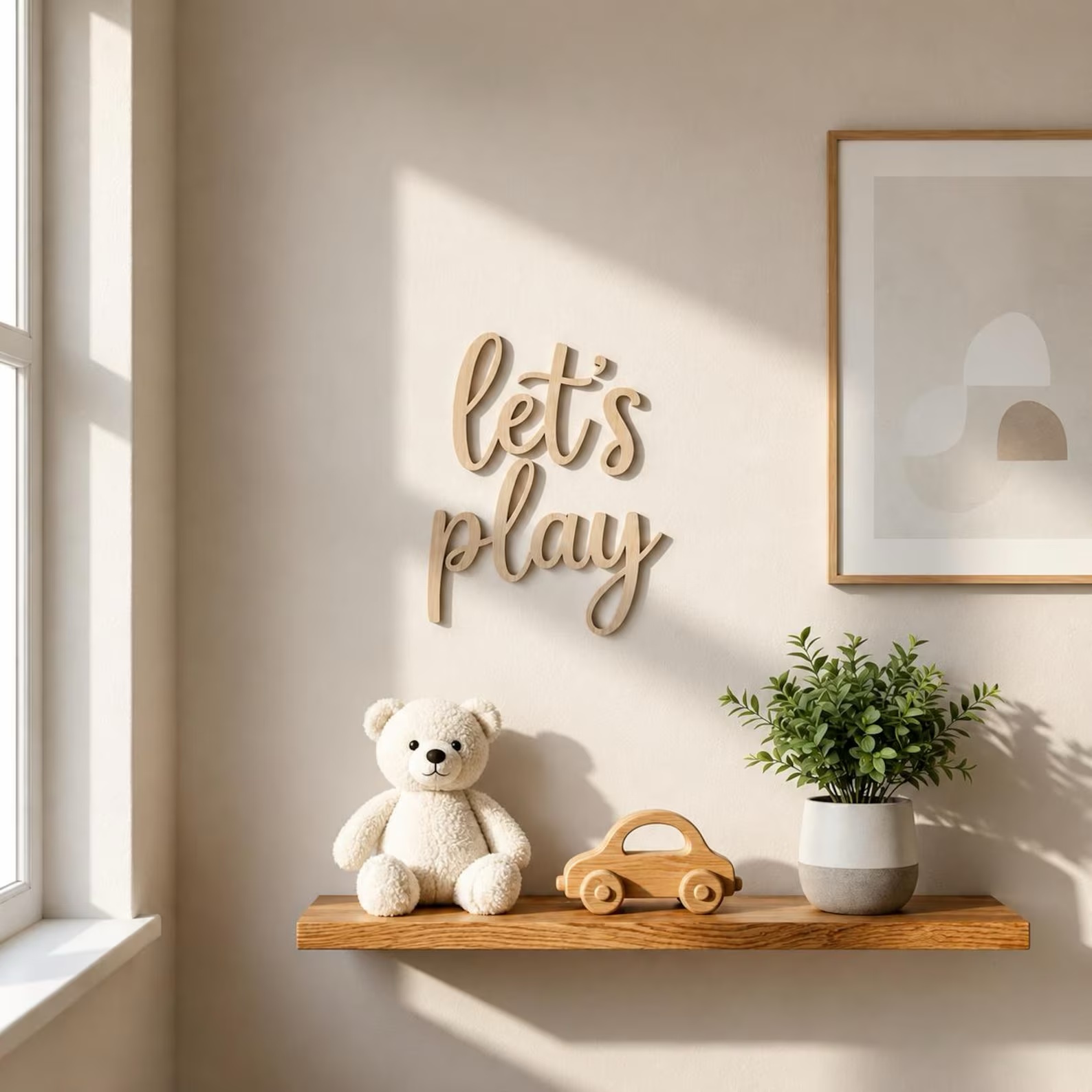 Let's Play Wooden Wall Sign, P - Baby Nursery Pictures recension och pris