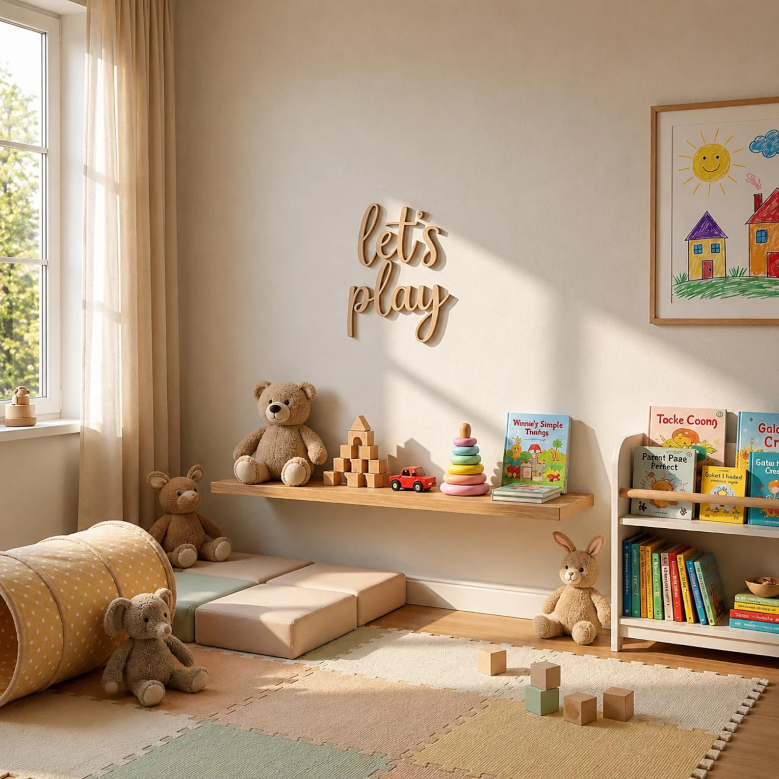 Let's Play Wooden Wall Sign, P - Baby Nursery Pictures recension och pris