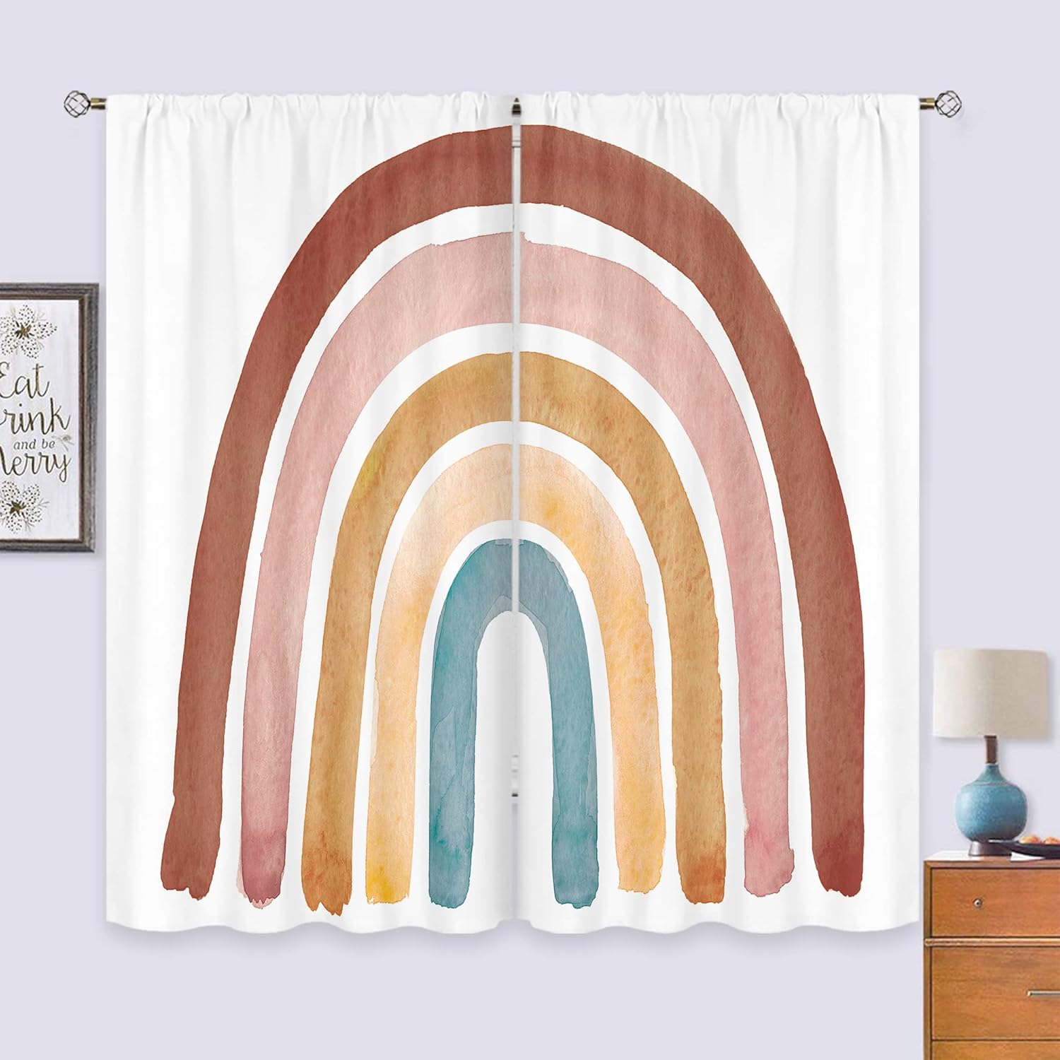 Kids Boho Rainbow Curtains for - Baby Nursery Vintage Decor recension och pris