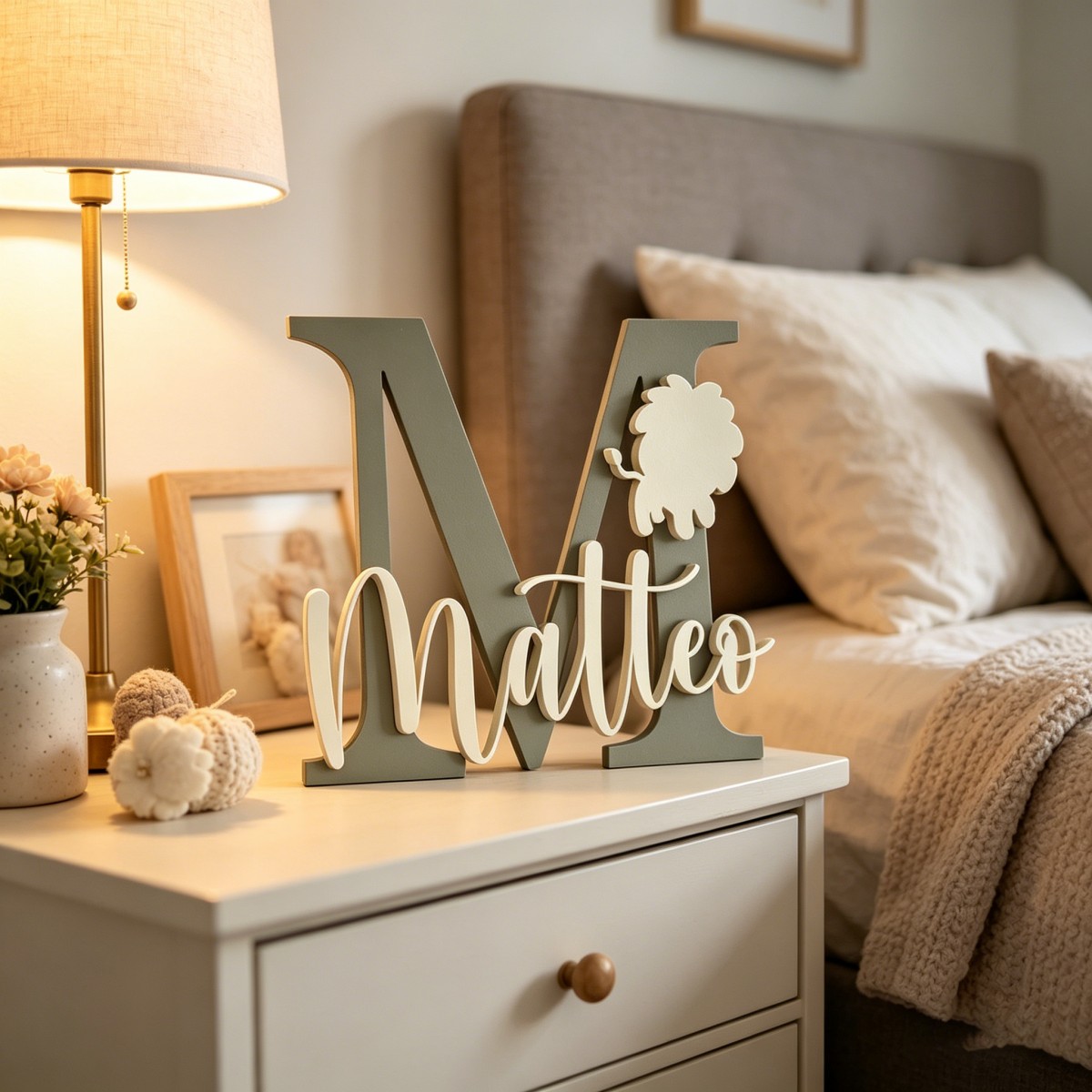1Pc Custom Lion Name & Initial - Baby Nursery recension och pris