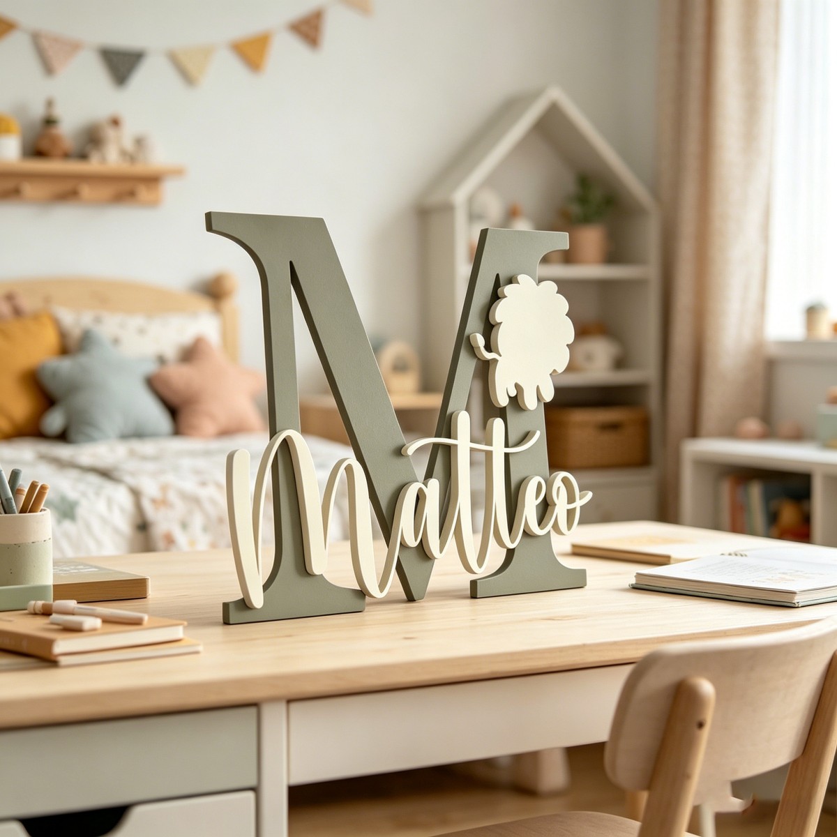 1Pc Custom Lion Name & Initial - Baby Nursery recension och pris