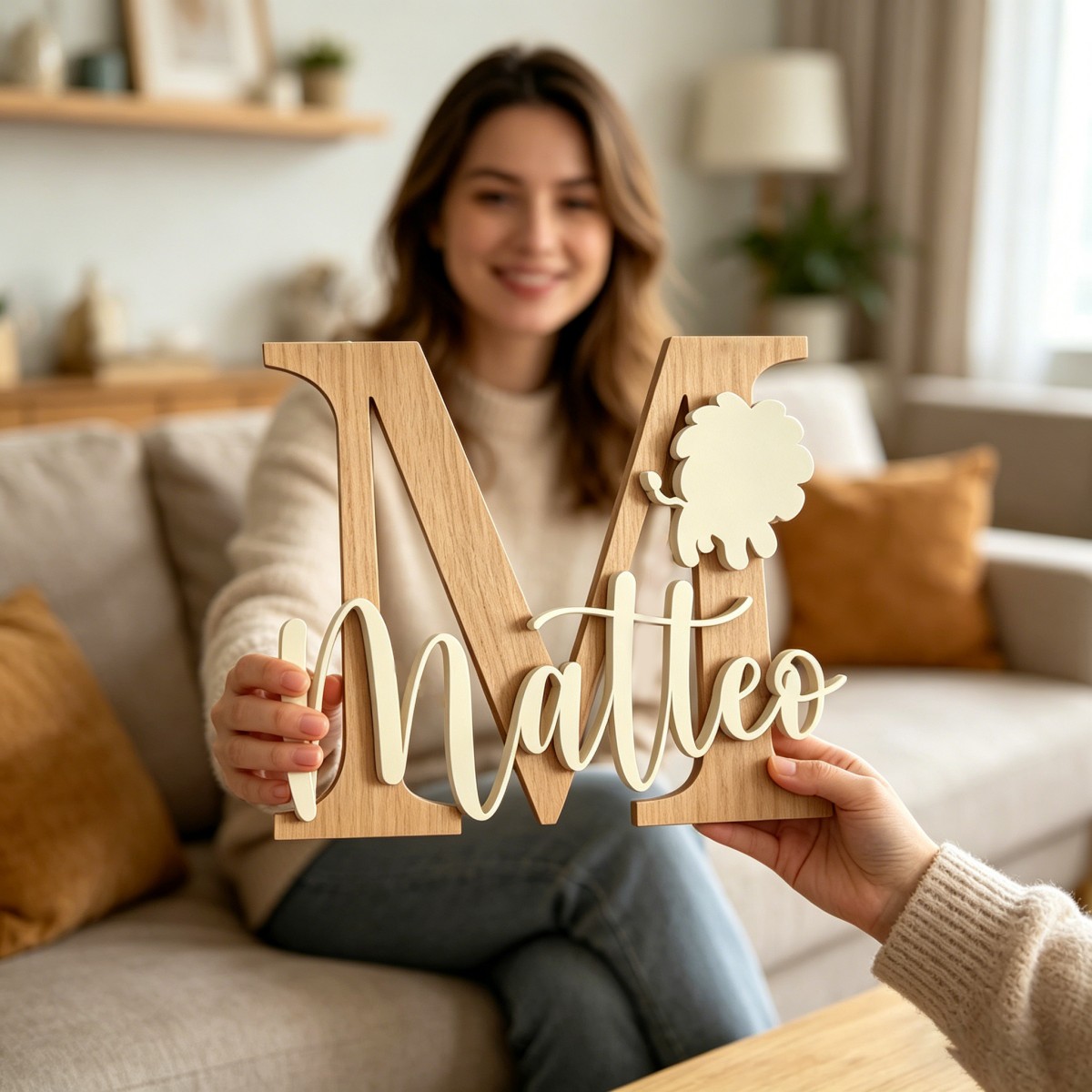 1Pc Custom Lion Name & Initial - Baby Nursery recension och pris