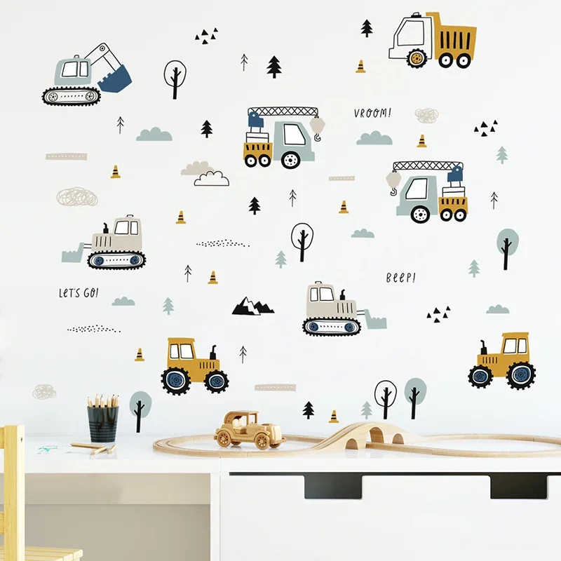 Hand Drawn Cute Cars Cargo Tru - Baby Nursery Stickers recension och pris
