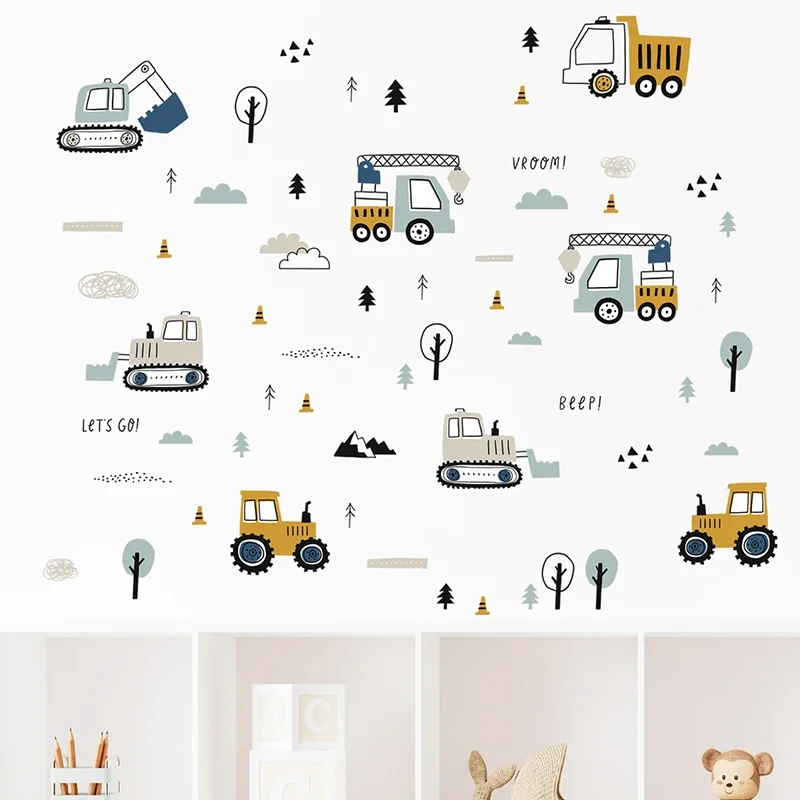 Hand Drawn Cute Cars Cargo Tru - Baby Nursery Stickers recension och pris