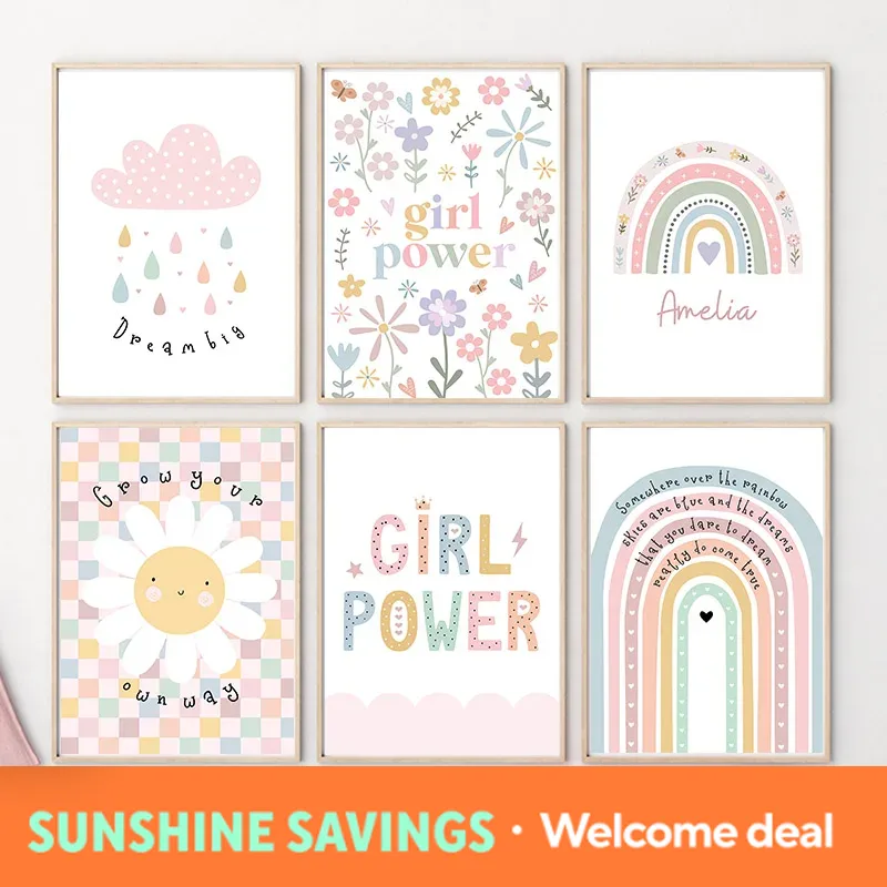 Sun Flower Rainbow Cloud Heart - Baby Nursery Pictures recension och pris