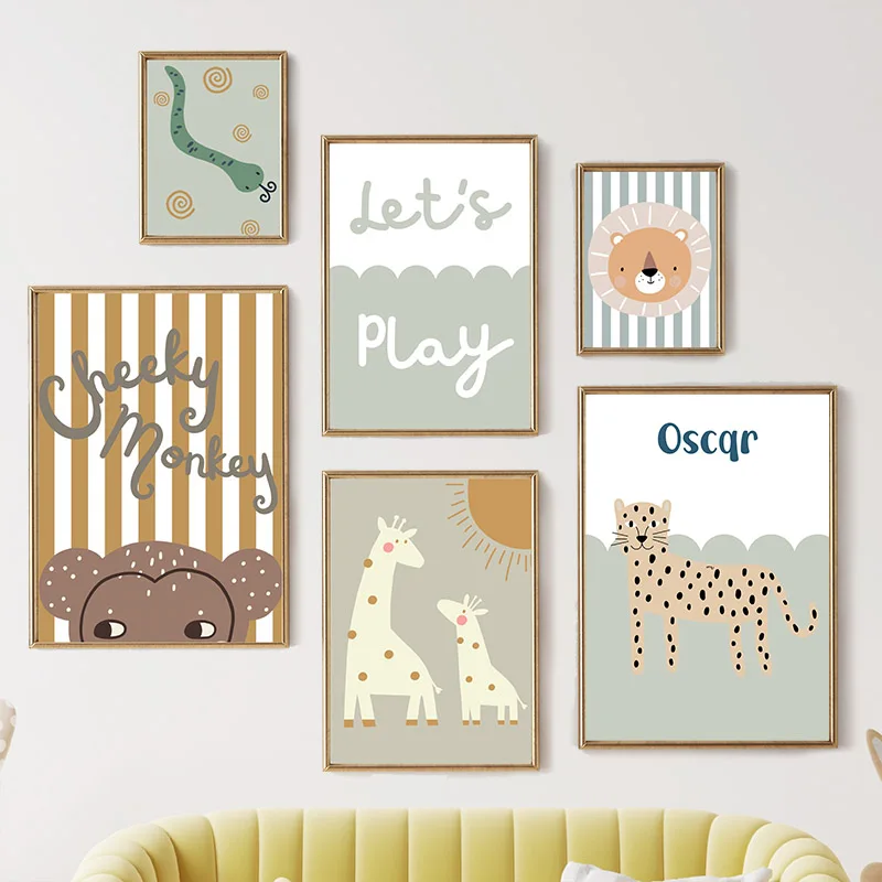 Cartoon Giraffe Leopard Lion M - Baby Nursery Animal Pictures recension och pris