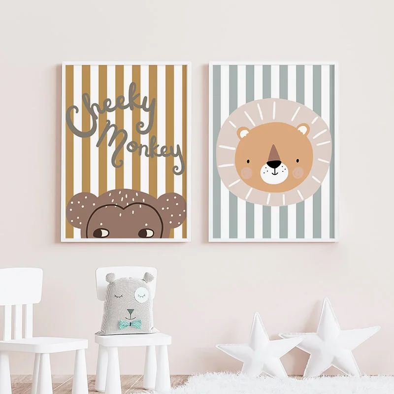 Cartoon Giraffe Leopard Lion M - Baby Nursery Animal Pictures recension och pris