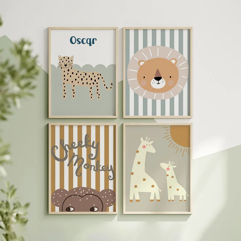 Cartoon Giraffe Leopard Lion M - Baby Nursery Animal Pictures recension och pris