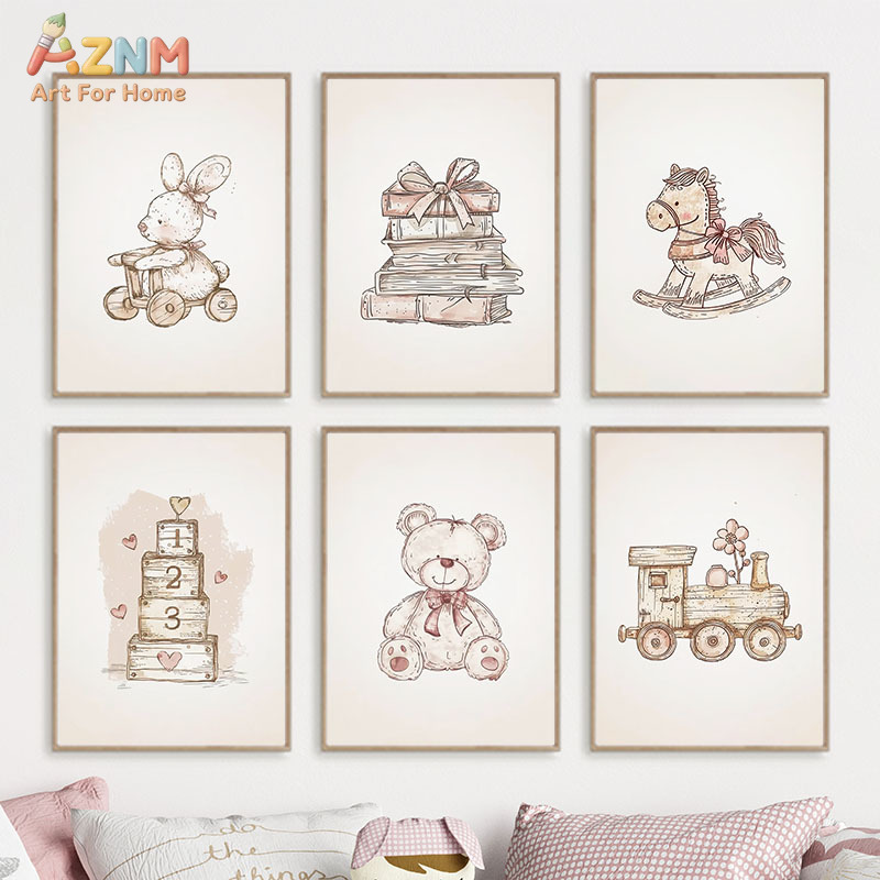 AZNM Vintage Baby Toy Canvas W - Baby Nursery Vintage Decor recension och pris