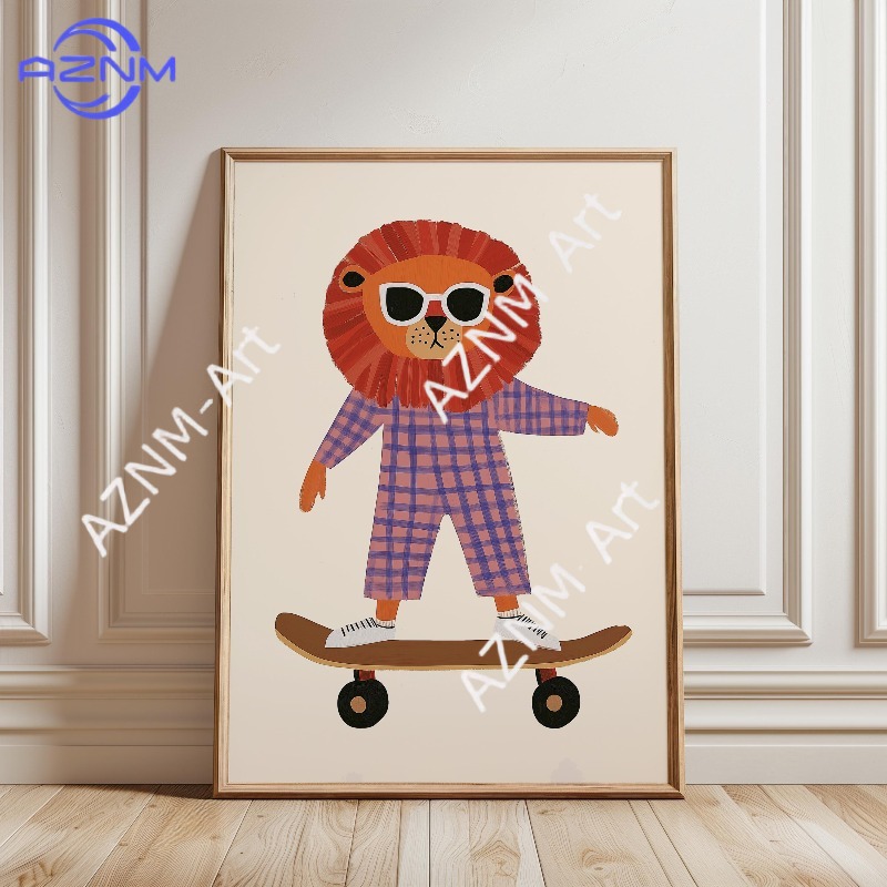 1PC Funny Animal Skateboarding - Baby Nursery Design recension och pris