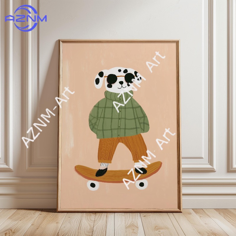 1PC Funny Animal Skateboarding - Baby Nursery Design recension och pris