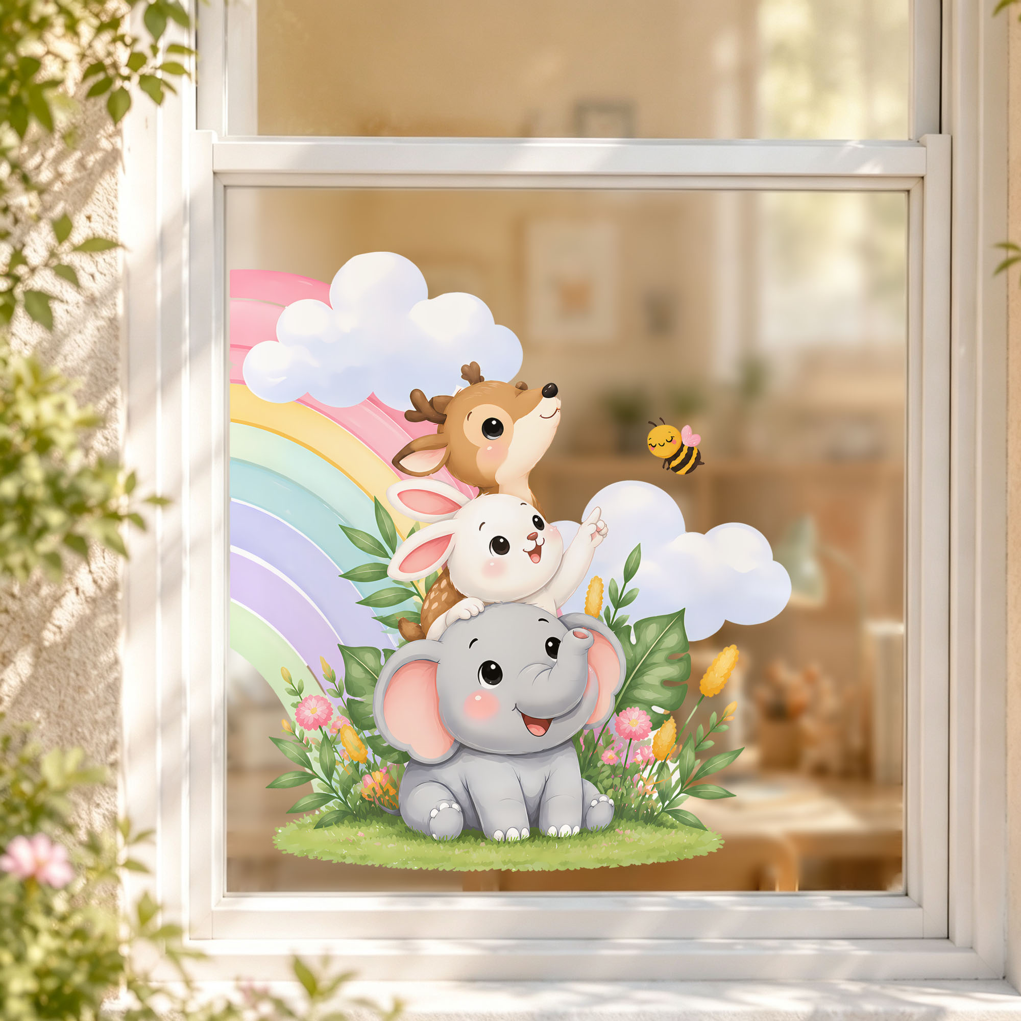 Cute Elephant Bear Fox Window  - Baby Nursery Stickers recension och pris